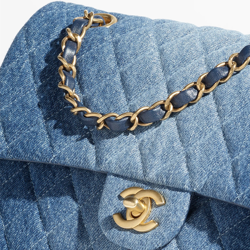 Chanel Washed Denim Classic 11.12 Handbag Blue Chanel Bag 