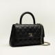 Chanel Flap Bag With Top Handle Grained Calfskin Gold-Tone Metal Caviar texture