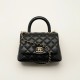 Chanel Flap Bag With Top Handle Grained Calfskin Gold-Tone Metal Caviar Texture Small Size Handbag