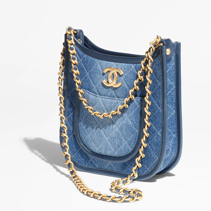 Chanel Hobo Handbag Washed Denim Shoulder Bag